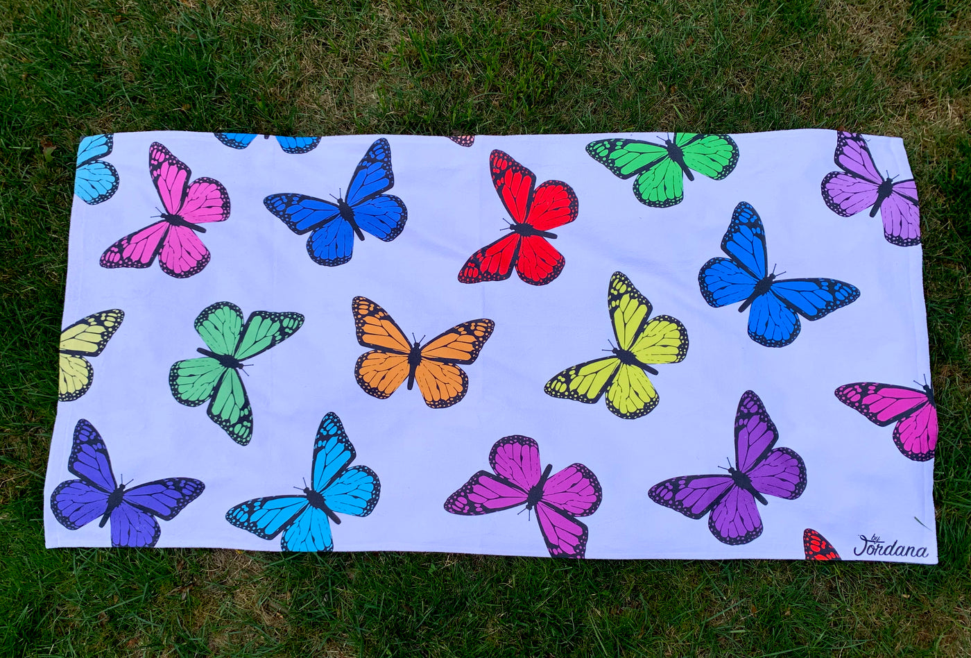 Rainbow Butterfly Beach Towel